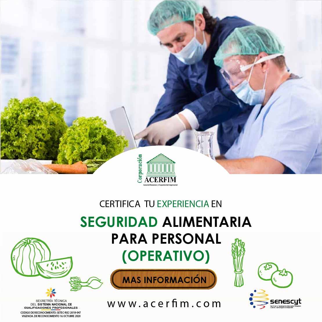 Seguridad alimentaria para personal operativo NTE INEN 2:458:2008